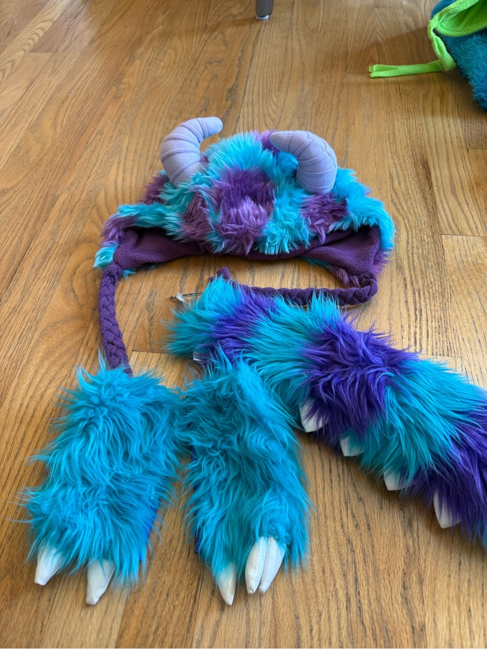 Silly Monster Hat and Paw Costume Set in Teal & Purple